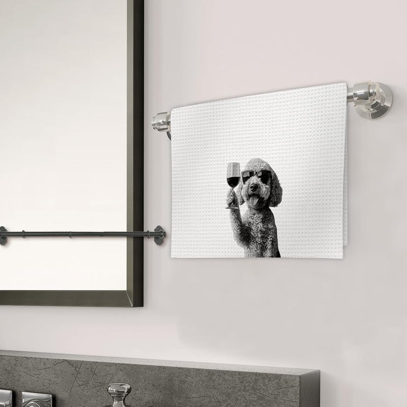 FIicy Goldendoodle Gifts Wine Kitchen Towels, Gifts for Golden Doodle Dog Wine Lovers Decorative Hand Dish Towel for Kitchen Home Bar, Funny Golden Doodle WineLover Home Bars Kitchen Decor(16x24inch) - Image 3